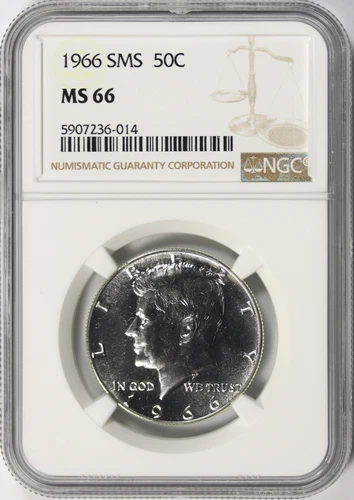 1966 SMS 50c Kennedy Silver Half Dollar NGC MS66