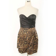 LOVE TEASE Black & Leopard Print Strapless Cocktail Dress Junior Size 9