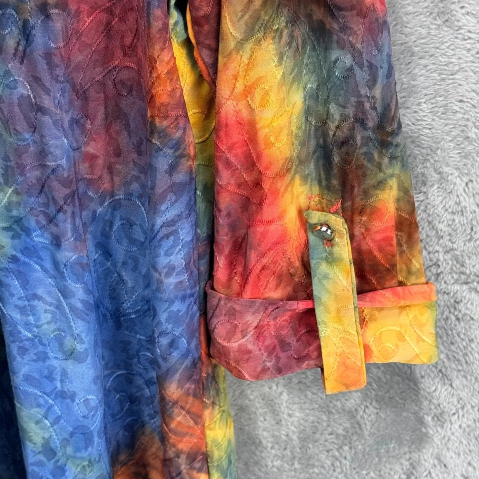 Top túnica asimétrica bordada tie-dye plisada New Directions XL Lagenlook Art Foto 3 de 4