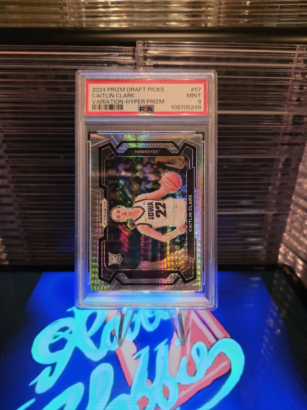 2024 PANINI PRIZM DRAFT PICKS VARIATION-HYPER PRIZM #57 CAITLIN CLARK RC PSA 9