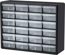 Akro-Mils 24-Drawer Plastic Storage Cabinet, 20' W x 6' D x 16' H, Black