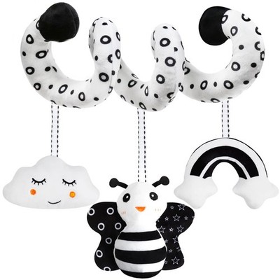 Baby Spiral Hanging Stroller and Car Seat Toys Black and White High Contrast ...