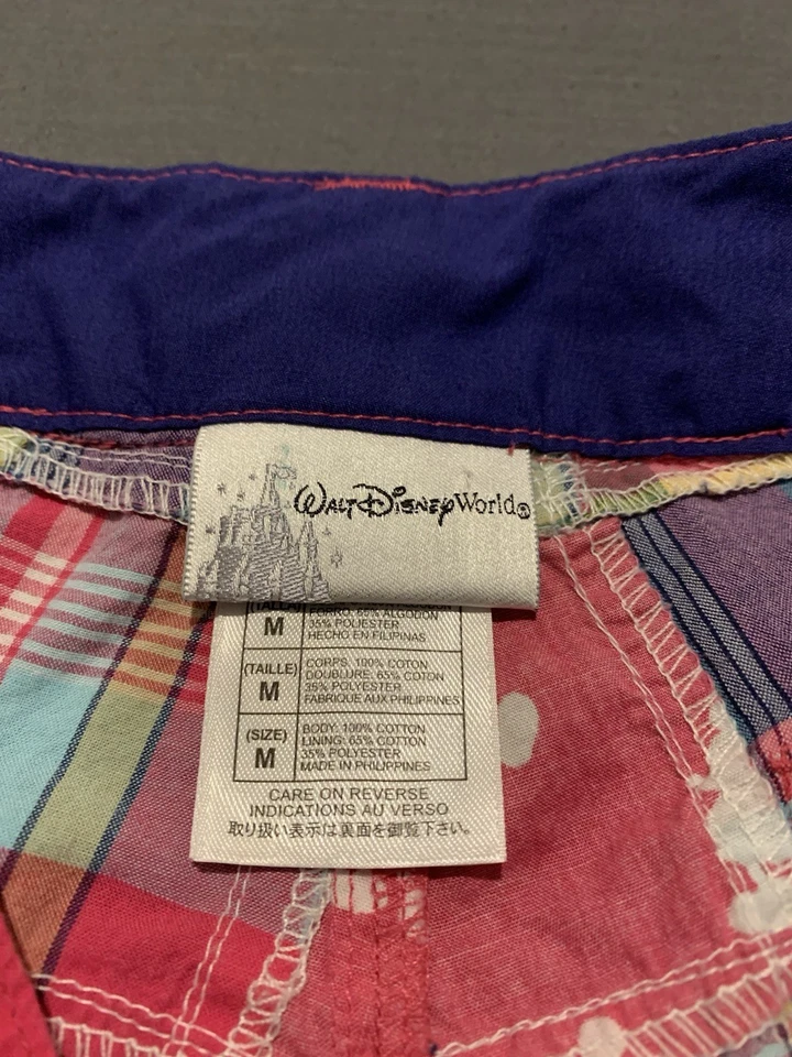 Pantalones Cortos A Cuadros Walt Disney World Mickey Mouse Madras Para Mujer M Rosa Retazos Foto 2 de 4