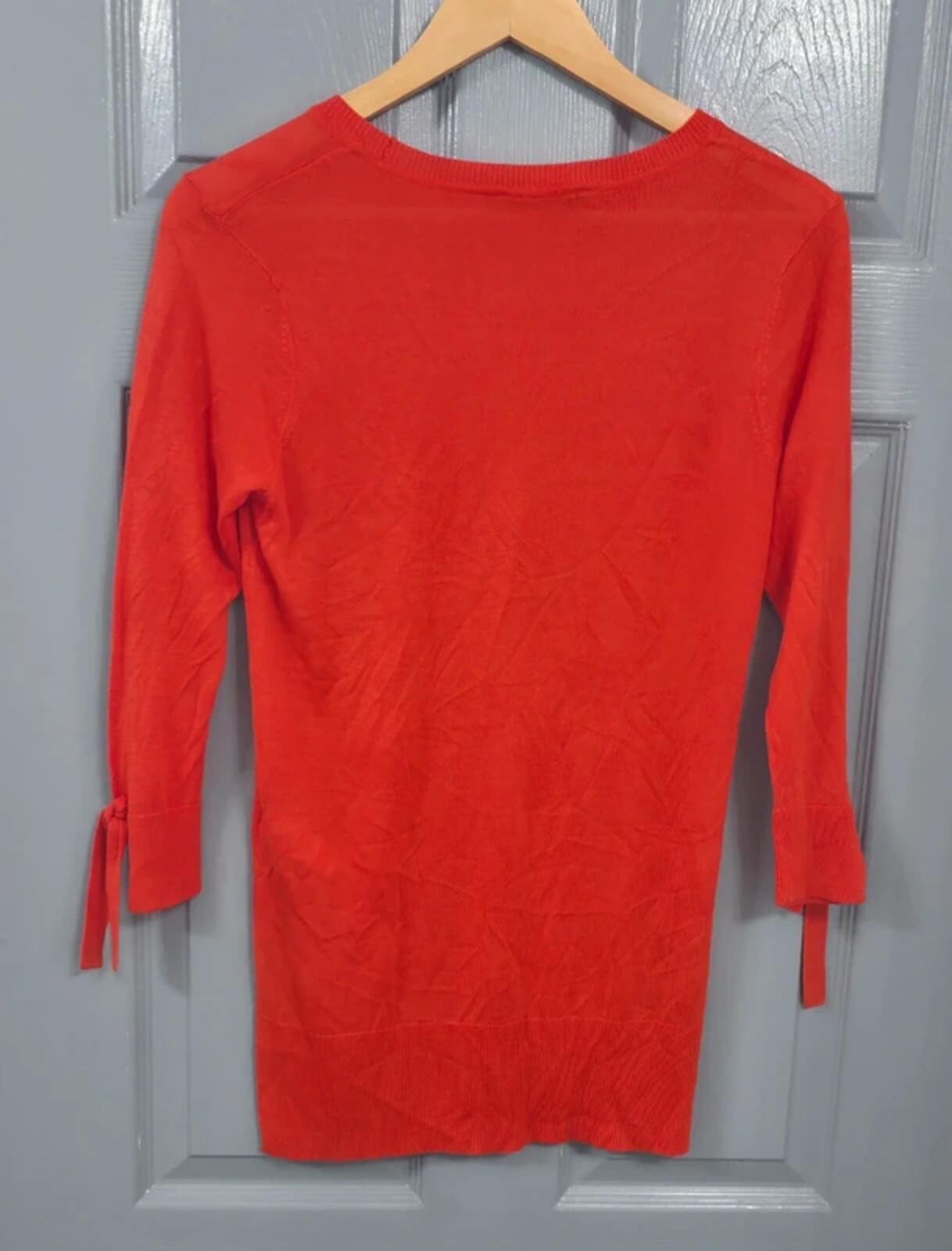 F&F Burnt Orange Fine Knit Tie Sleeve Jumper - Size 10