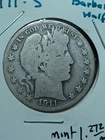 1911-S Barber Silver Half Dollar Low Mint ~1.27 mil- Semi-Key - BH56