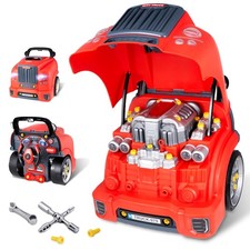 Interactive Truck Engine Toy with Removable Parts - Lights, Large, Red