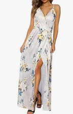 Women's Floral Print Sleeveless Maxi Large