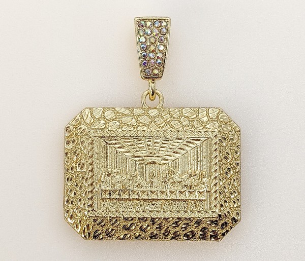 Alternate view of Last Supper Jesus Gold Plated Pendant Charm Fashion Oro Ultima Cena Dije