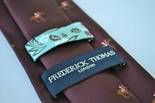 Corbata de diseñador Frederick Thomas para hombre borgoña granate carreras de caballos Ascot Cheltenham Foto 3 de 4