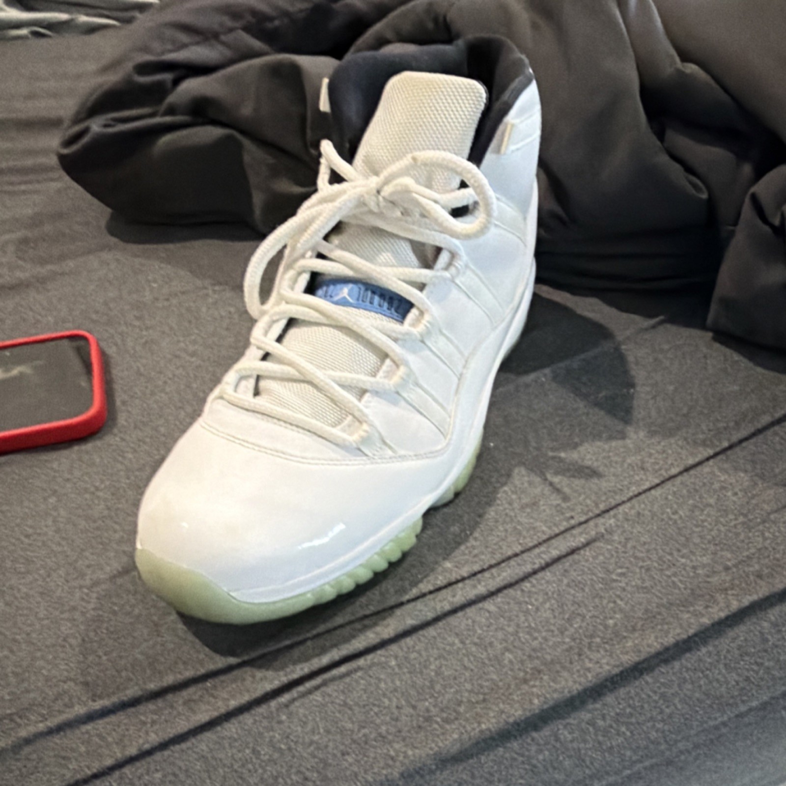 Translucent Jordan's Jordan Air Jordan 11 Retro Legend Blue White Blue High Top Lace Up Men ...