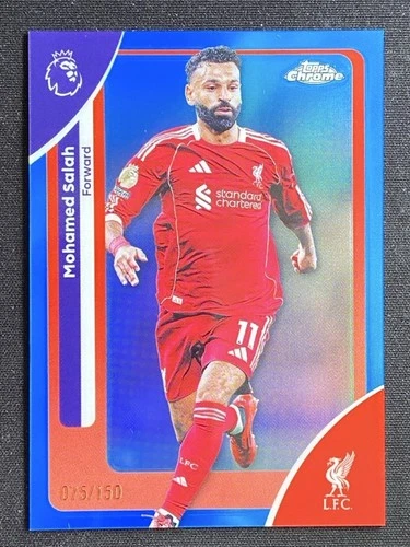 Mohamed Salah 2025-26 Topps Chrome Premier League Blue Refractor Base /150 #118