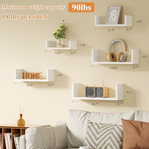 SRIWATANA Floating Shelves for Wall, Wall Shelves for Bathroom, Bedroom