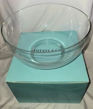 Vtg Tiffany And Company 10" Clear Round Crystal Bowl 5" High