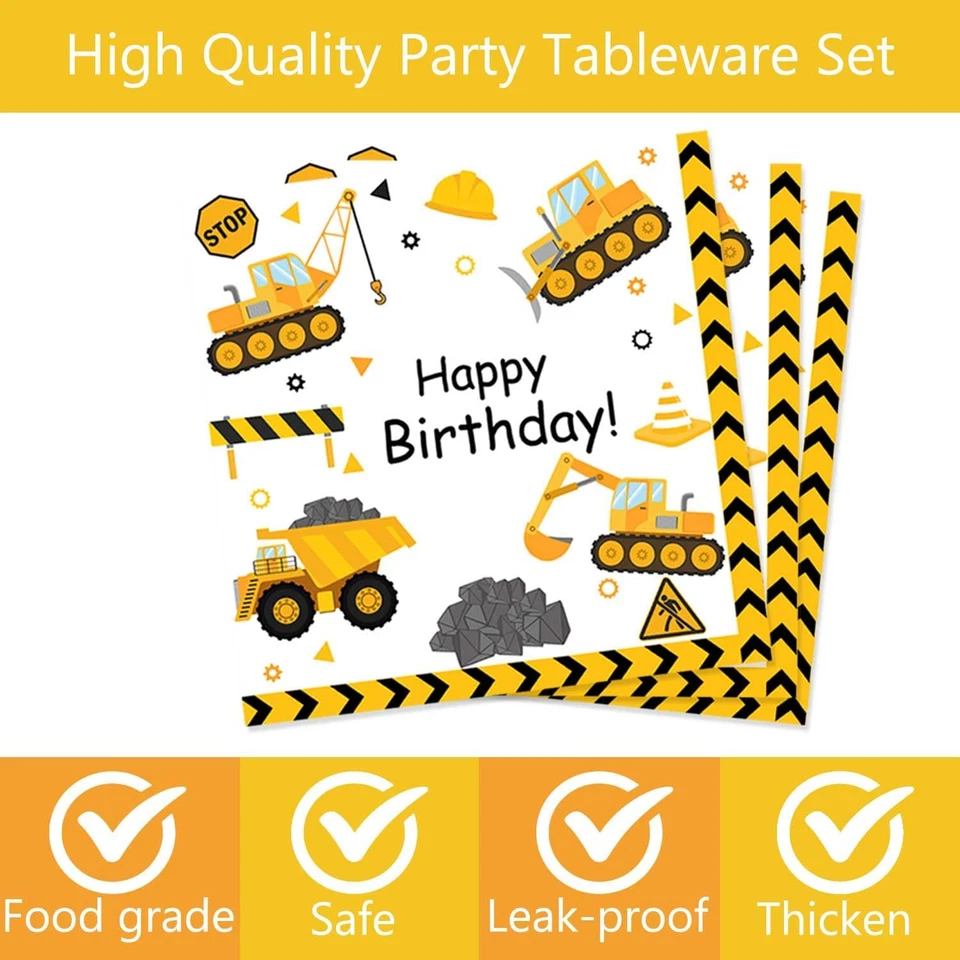 118 Pcs Construction 1St Birthday Party Decor Dump Truck One Years Old Disposabl - Image 3 of 4