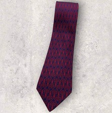 HERM S 694 OA Men's Silk Tie FRANCE LUXURY Blue Red Rope Knot W:3.4" EUC