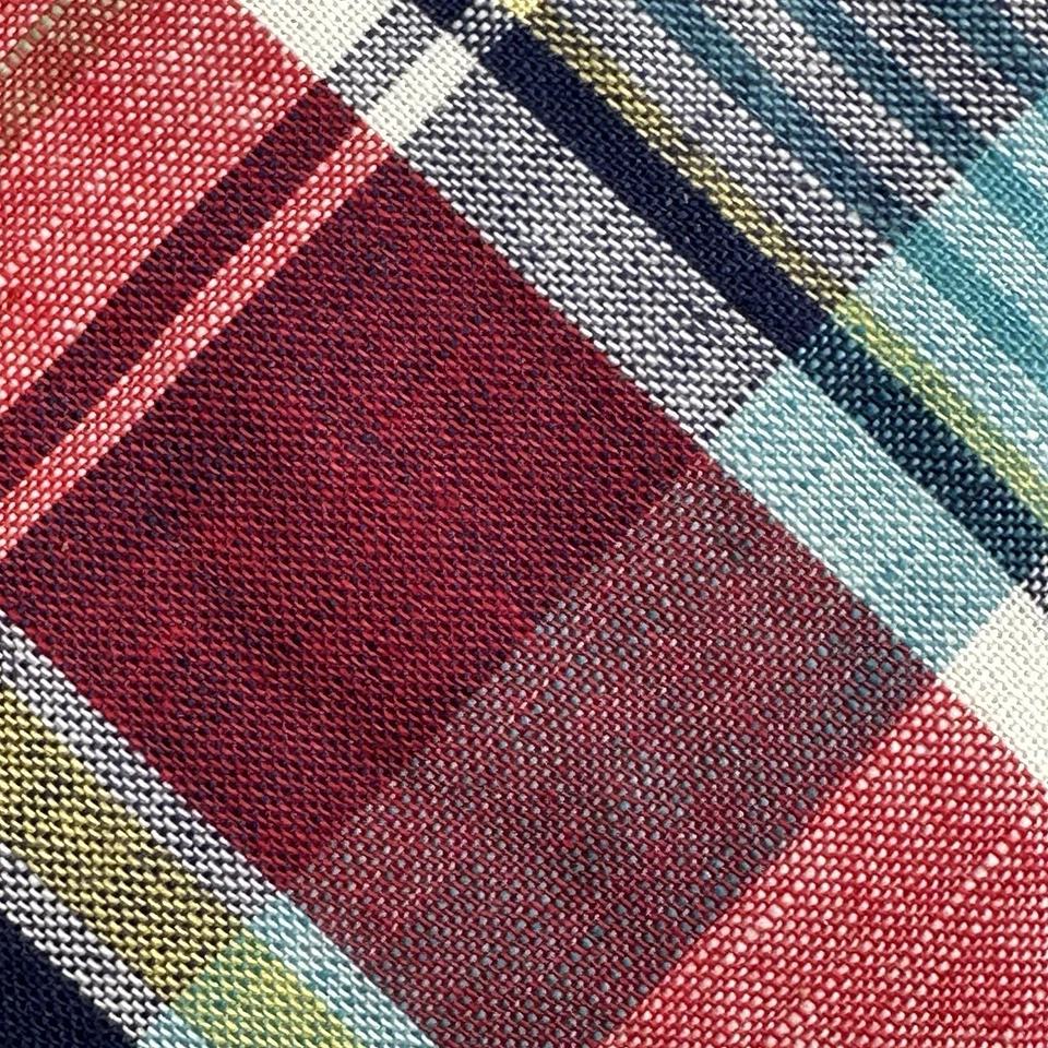 Corbata a cuadros roja multicolor Uniqlo Madras para hombre de lino y algodón Foto 2 de 4