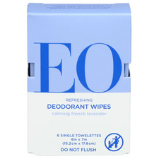 4-Pack EO REFRESHING DEODORANT WIPES Calming French Lavender 6 Single Towelettes