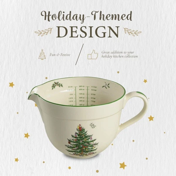 Jarro de bateria de árvore de Natal Spode | Tigela de mistura de 2 quartos com alça - Imagem 3 de 4