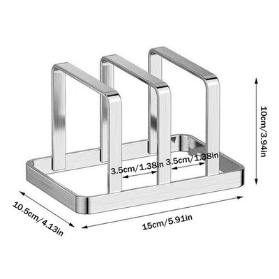 Space-Saving Stainless Steel Pot Lid And Cutting Board Organizer Countertop Rack
