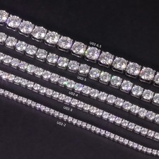 925 Sterling Silver 2-6.5mm Round Moissanite Tennis Chain Bracelet PASSES TESTER