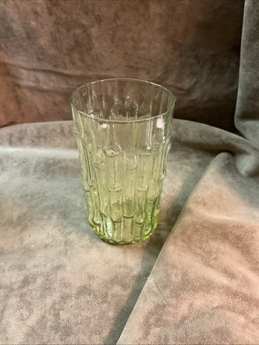 Vintage 1970S Imperial Glass Verde Green Bamboo Bambu Juice Tumbler