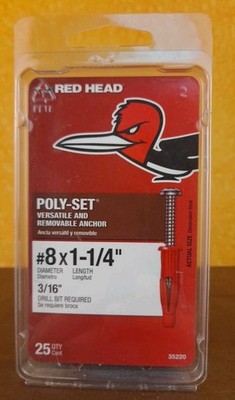 Red Head 35220 Poly-Set Versatile And Removable Anchor #8 X 1 - 1/4'' Sealed 25ct