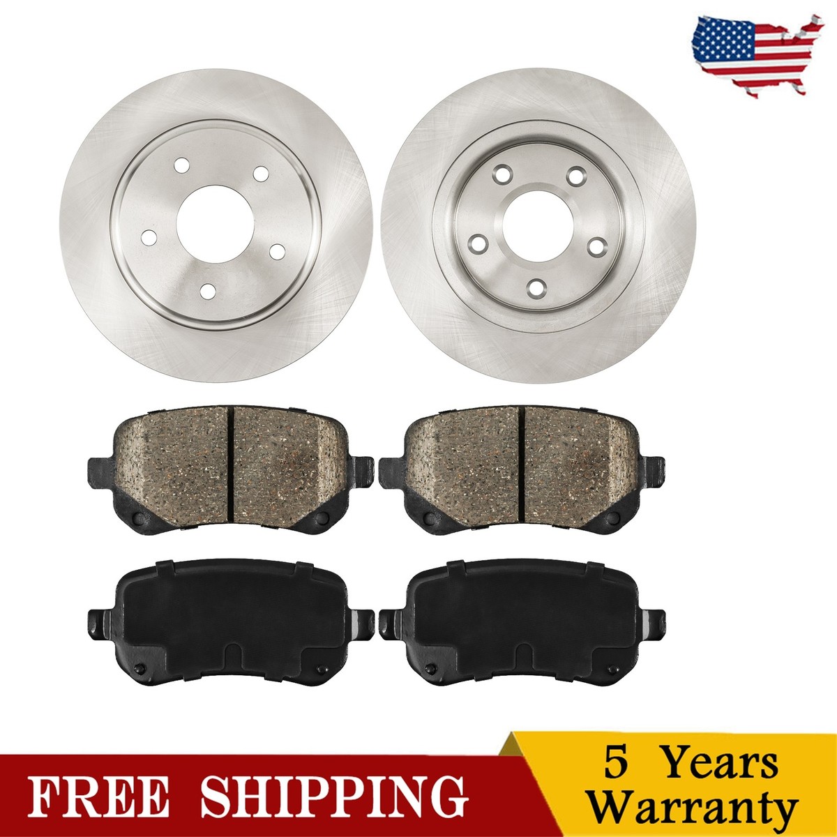 Rear Rotors A-Premium 11.42 Inch (290mm) Rear Solid Disc Brake Rotors Rear  Pads And Rotors
