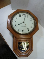 Antique Seth Thomas Schoolhouse Regulator Wall Clock 8-Day Timepiece w/ key
