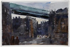 Daniel Nichols - Contemporary Watercolour, Tyne Bridge Crossing