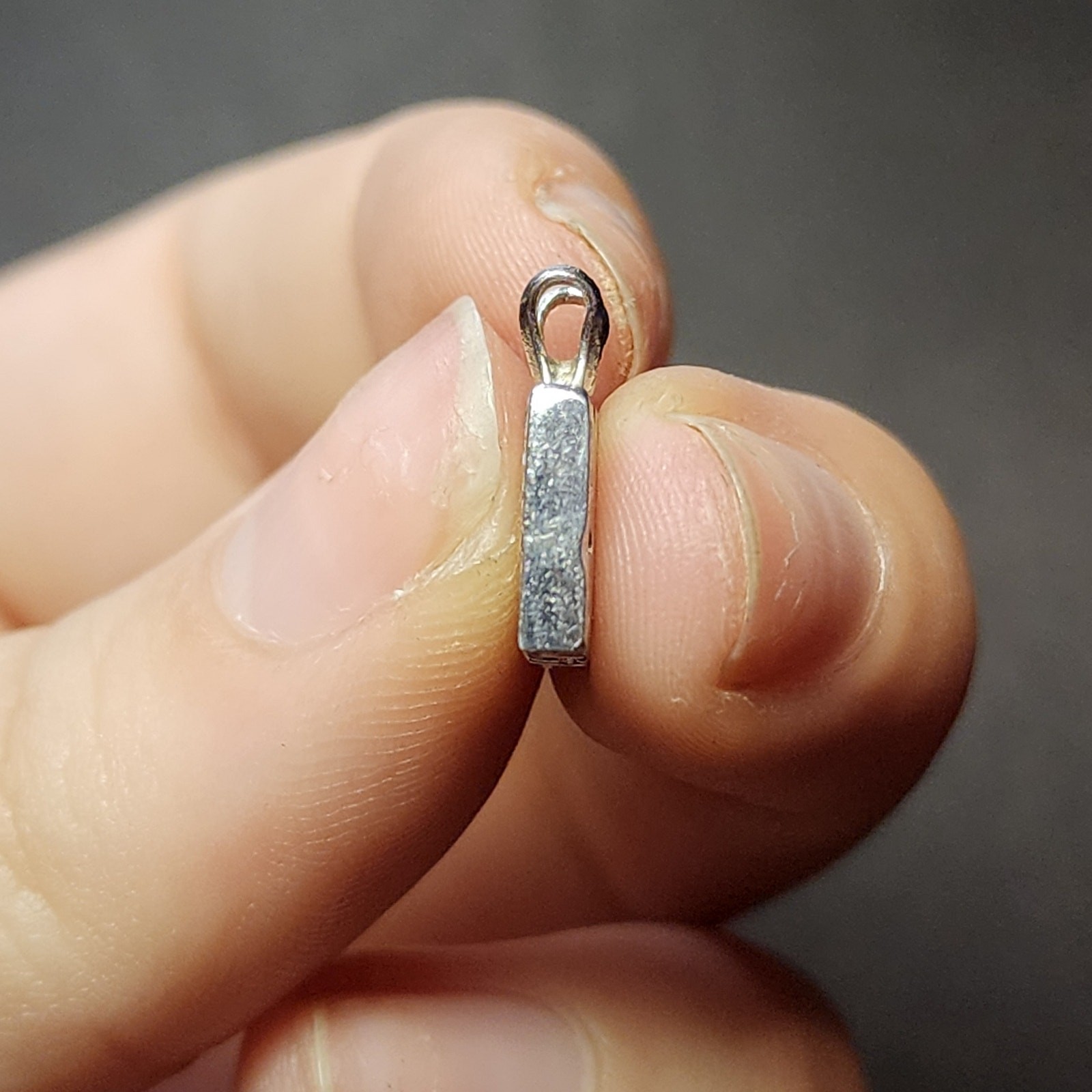 14K Solid White Gold Diamond Initial M Pendant 2.… - image 5