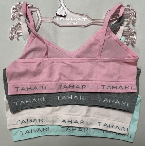 NWT TAHARI GIRLS 1 GRAY 1 FLORAL 2 PINK TEEN BRA SMALL AGE 6/7 $36 - Picture 2 of 2
