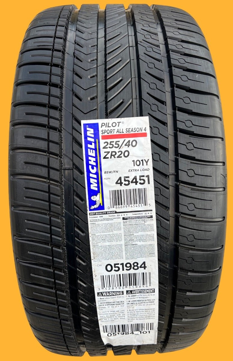 ONE BRAND NEW 255/40ZR20 101Y Michelin Pilot Sport All Season 4
