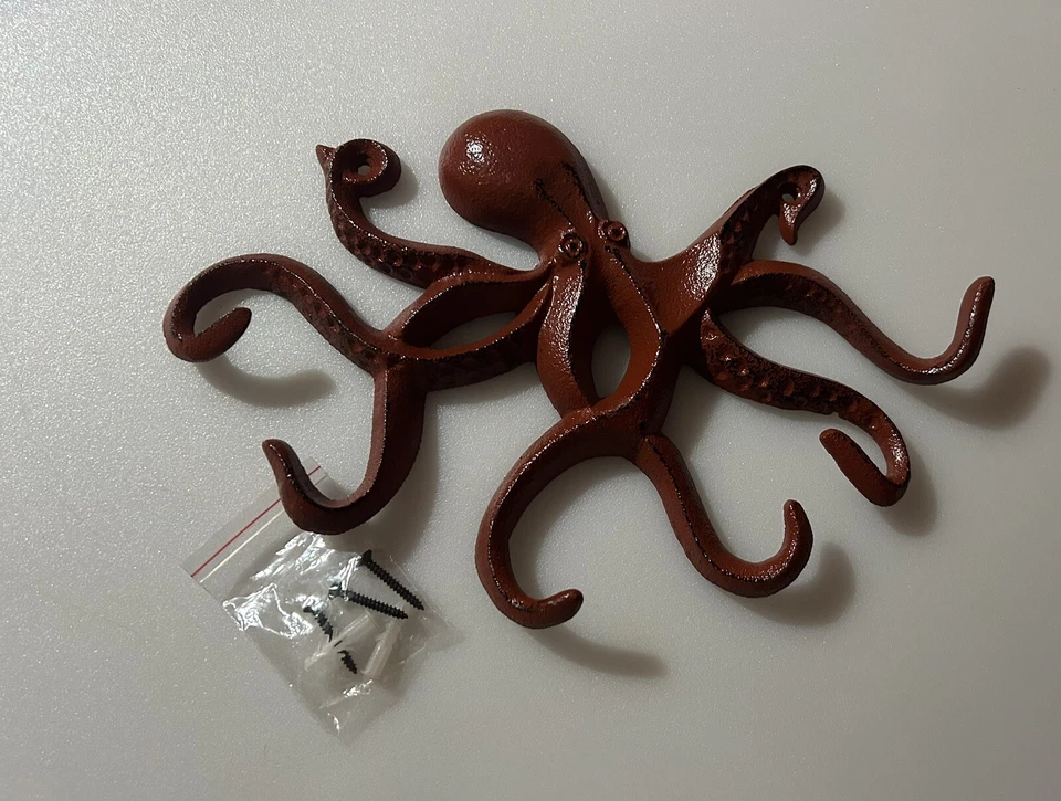 Cast Iron Swimming Octopus WallHook Towel Key Holder Bathroom.Entry door Hanger. - Image 3 of 4