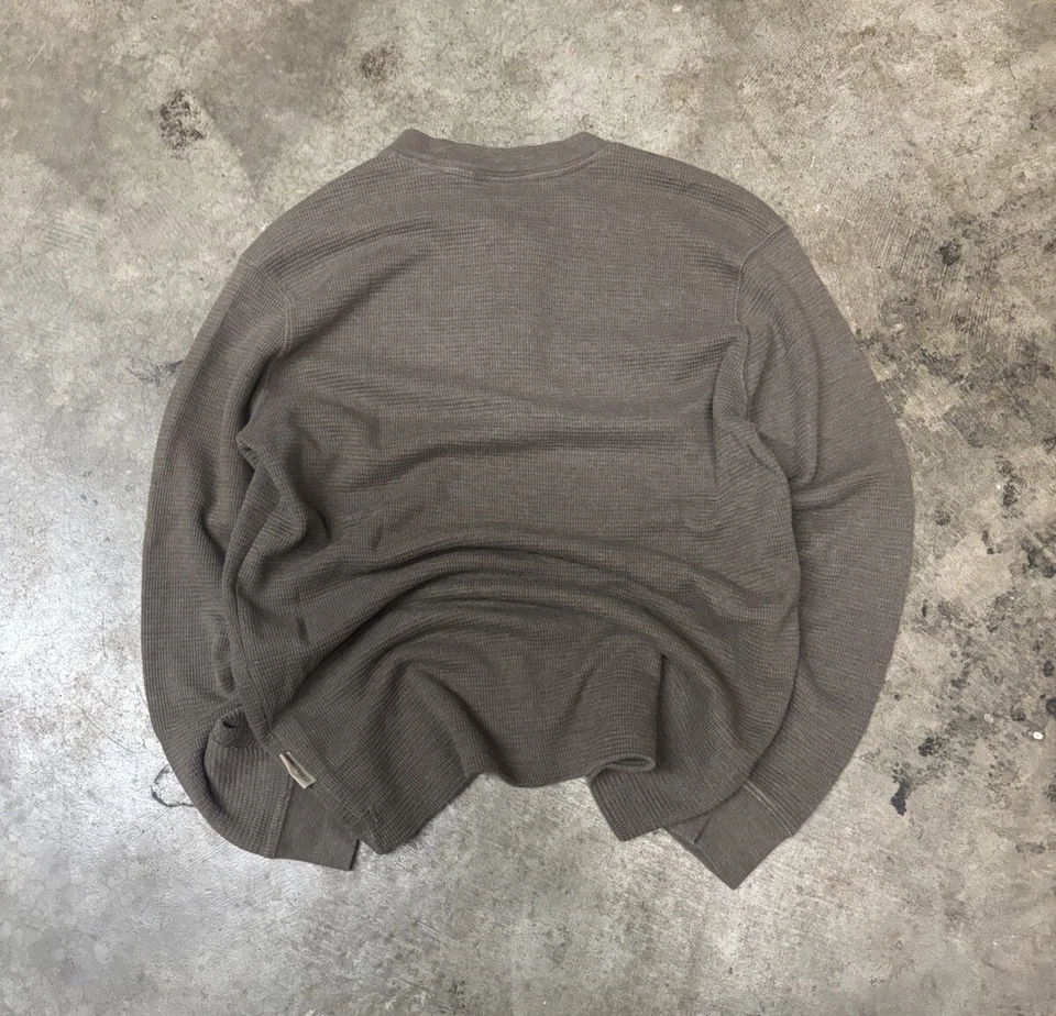 Camisa Wolverine Para Hombres M Marrón Henley Tejido Waffle Capa Base Térmica Gorpcore Foto 2 de 4