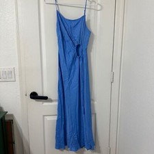 Farm Rio Circle Cut Out Midi Slip Dress Size M Blue