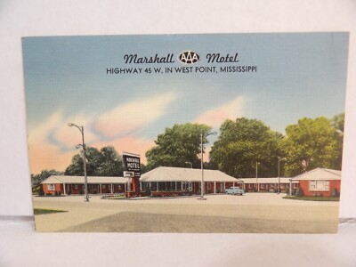 West Point MS Marshall Motel 1957 Vintage Postcard