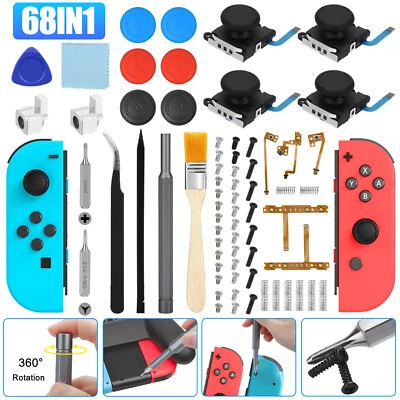 PARTSDOM 68in1 Repair Tool Kit for Nintendo Switch Joy Con 3D Analog Joystick Thumb Stick