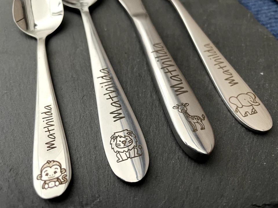 Kinderbesteck mit Gravur / Tiere/ Personalisiert mit Namen / Geschenkidee - Bild 3 von 4