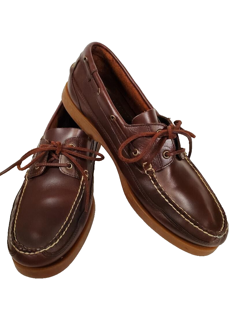 MONKEYBRAINBAITS 　Leafer Bass Badger Boat Shoes Mens Size 9.5m Brown Leather Deck Dock