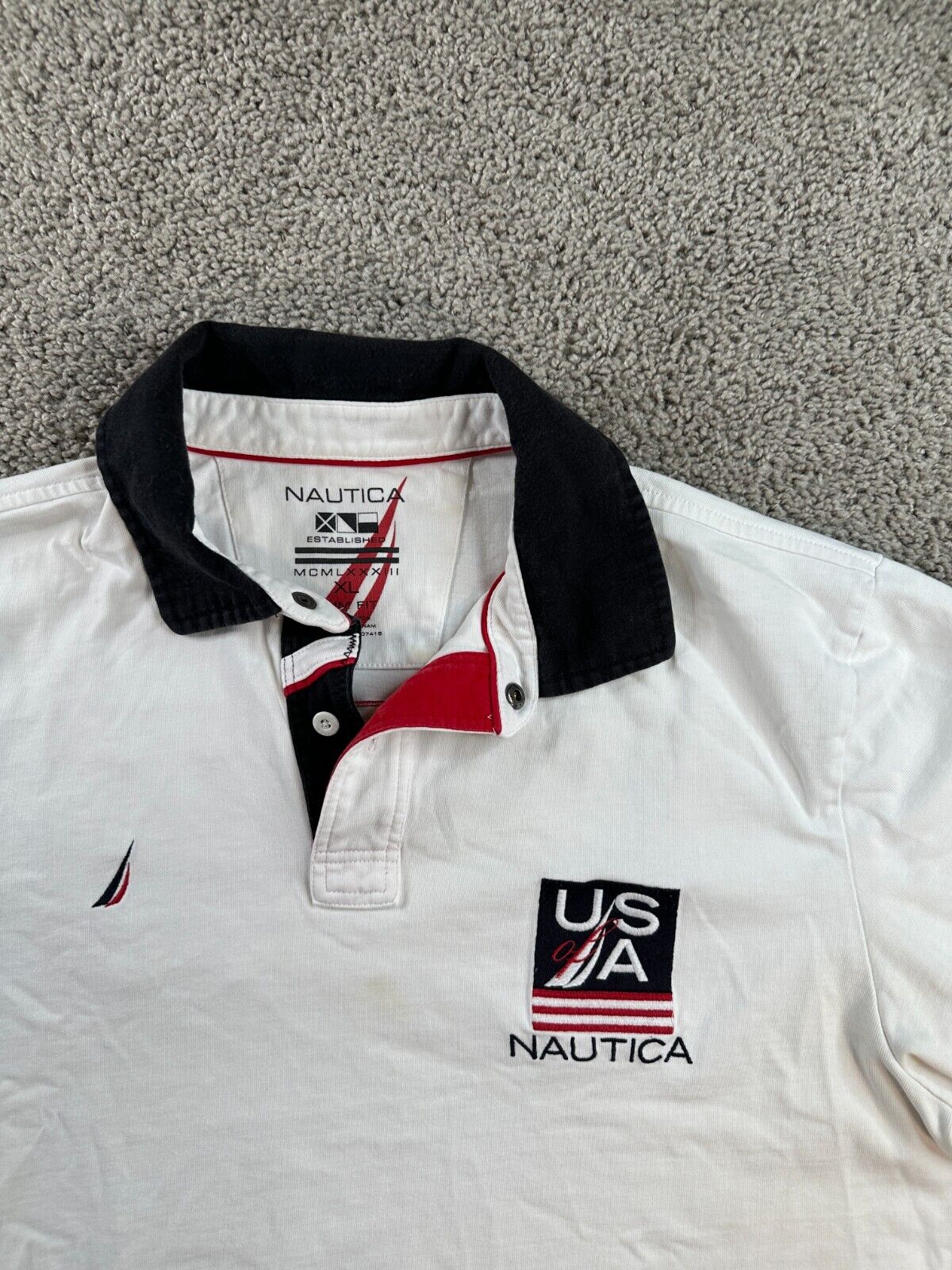 Nautica Polo Shirt Mens XL  Big USA Sailing Flag … - image 7