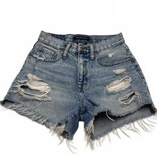 Aeropostale Womens Size 4 Blue Ripped Denim High Waisted Distressed Jean Shorts