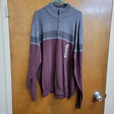 Mens Sunriver Half Zip Pullover Sweater Gray Black maroon XXL