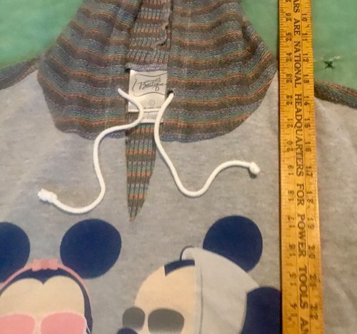 Disney Boutique Womens Poncho Shirt Size L Oversized Gray Mickey Minnie Hoodie! - Picture 5 of 7
