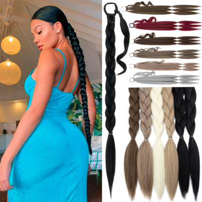 Wrap on Pferdeschwanz Zopf Haarverlängerung Haarteil Braid Extensions wie Echt