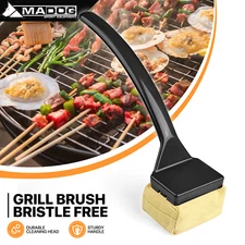 Black Barbecue Cleaning Brush Outdoor Kitchen Grill Cleaner w/Replaceable Head