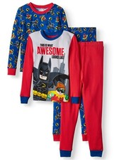 Lego Batman 4 PC Long Sleeve Tight Fit Cotton Pajama Set Boy Size 6