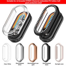 Diamonds Protective Case Hollowed PC Half-Wrap Watch Case for MI Band 9