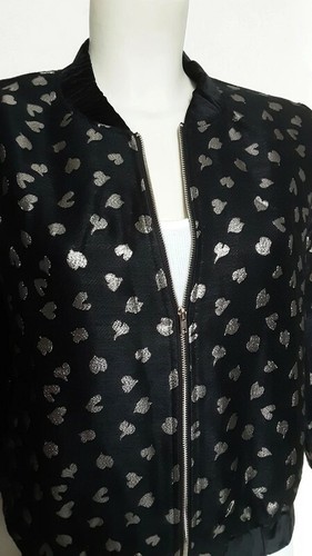 It hippie Wunderschöne Jacke Bomber Leicht Schwarz Muster Golden L/40 ( Wert - Bild 5 von 10