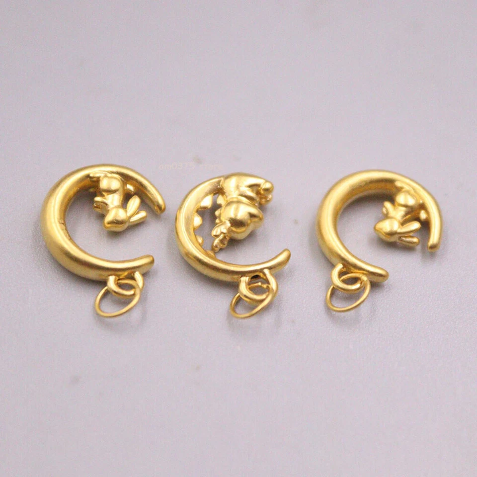 Подвеска из чистого 999 настоящего желтого золота 24 карата 1 шт. 3D лунный кролик подарок 0,28 г - Изображение 3 из 4