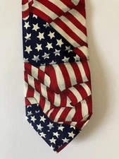 Boston Harbor Men's Necktie Tie Cotton American Flag Old Glory Made USA 57"